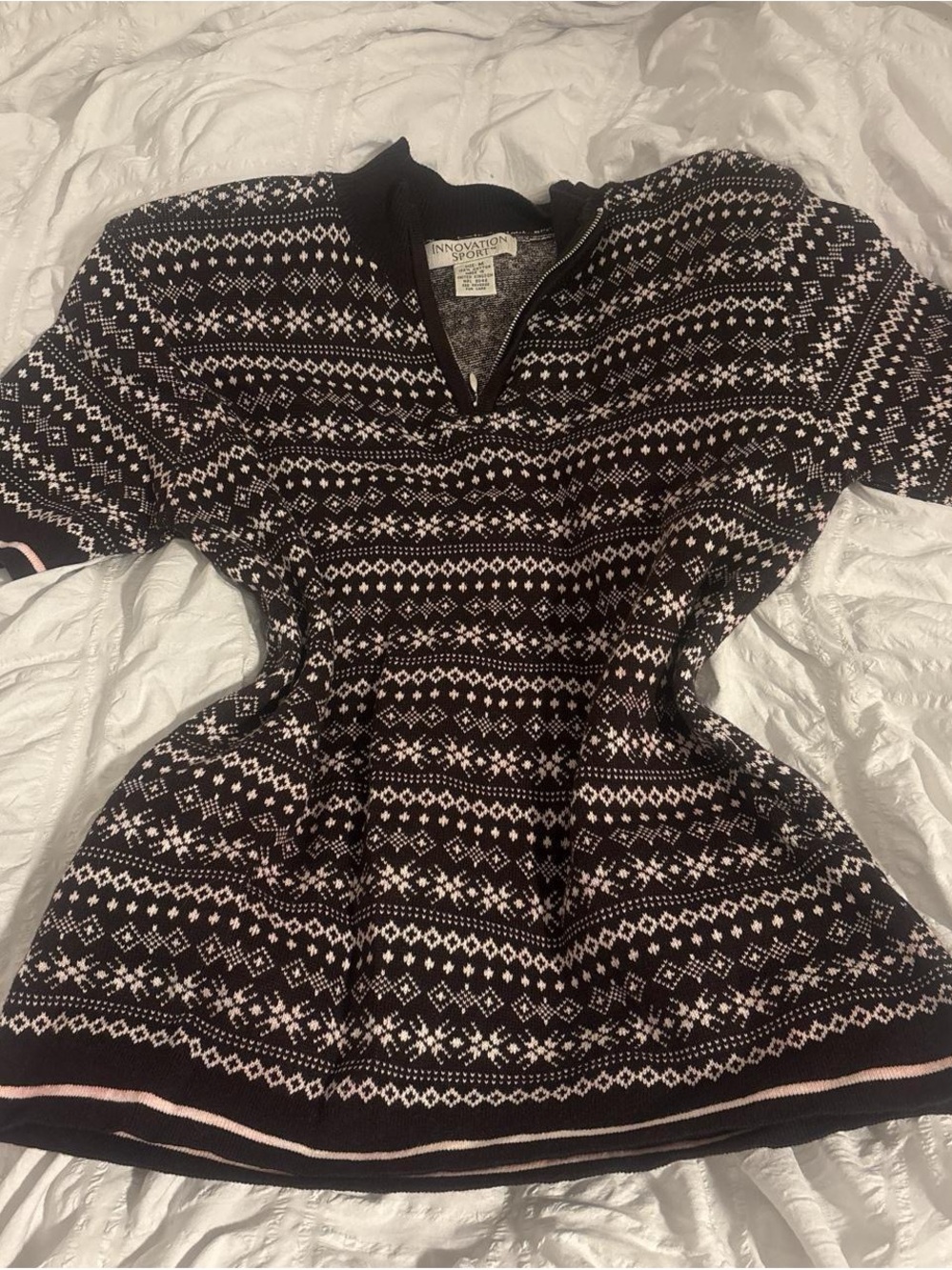 Black & Pink Patterned Knit Dress